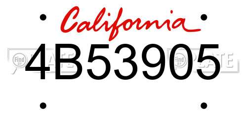4B53905 California License Plate