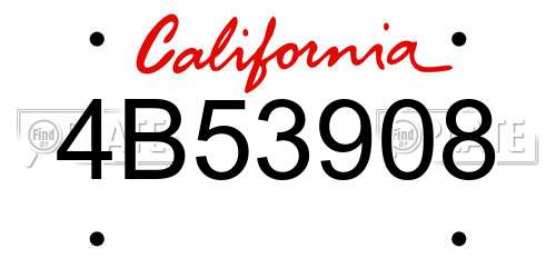 4B53908 California License Plate