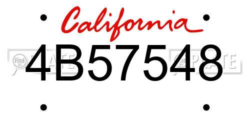 4B57548 California License Plate