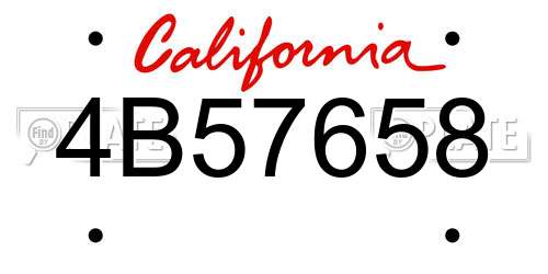 4B57658 California License Plate