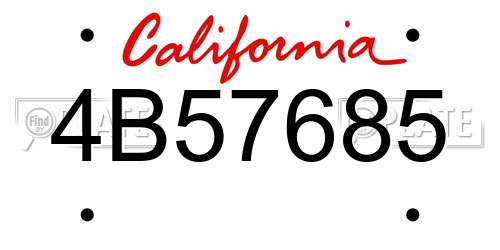 4B57685 California License Plate