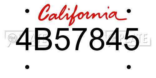 4B57845 California License Plate