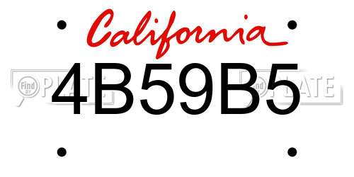 4B59B5 California License Plate