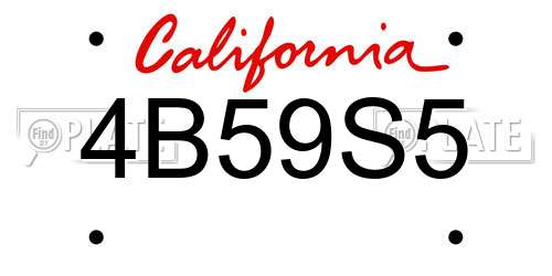 4B59S5 California License Plate