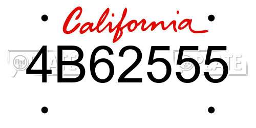 4B62555 California License Plate