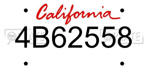 4B62558 California License Plate