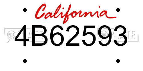 4B62593 California License Plate