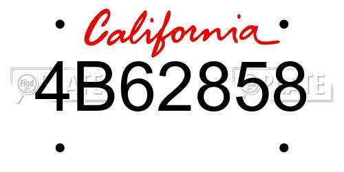 4B62858 California License Plate