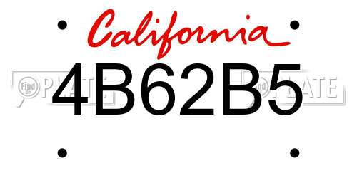 4B62B5 California License Plate