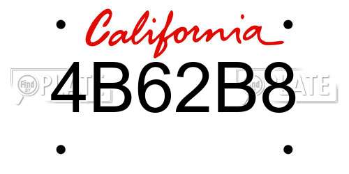 4B62B8 California License Plate