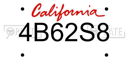 4B62S8 California License Plate
