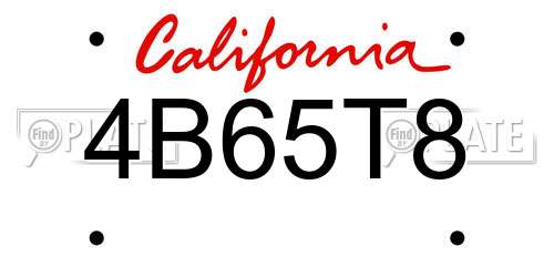 4B65T8 California License Plate