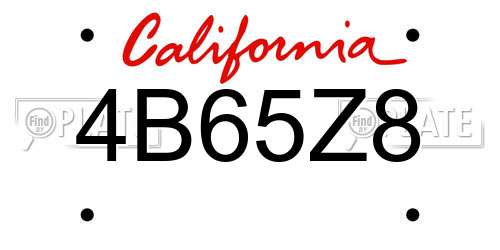 4B65Z8 California License Plate