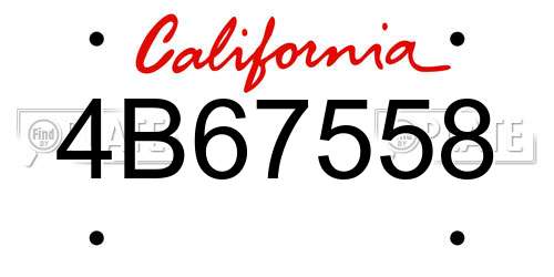 4B67558 California License Plate