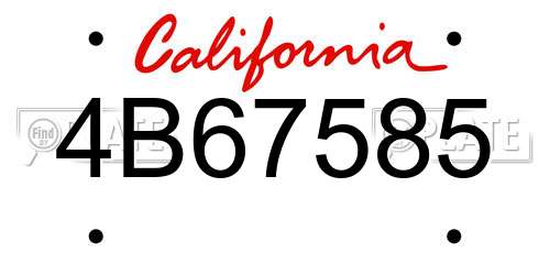 4B67585 California License Plate