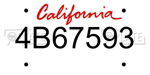 4B67593 California License Plate