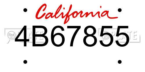 4B67855 California License Plate