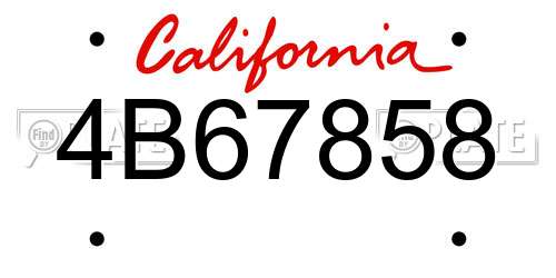 4B67858 California License Plate