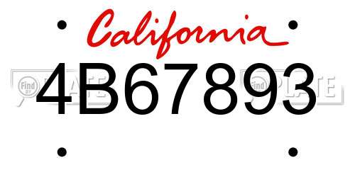 4B67893 California License Plate