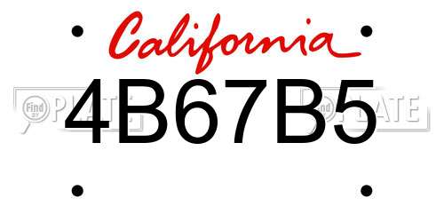 4B67B5 California License Plate