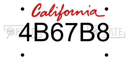 4B67B8 California License Plate