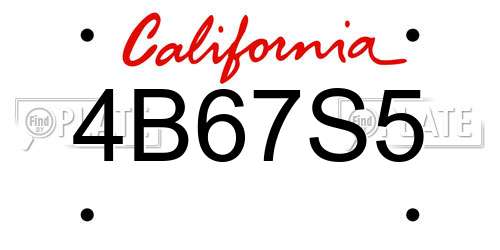 4B67S5 California License Plate