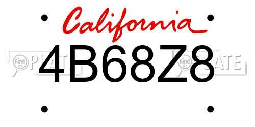 4B68Z8 California License Plate