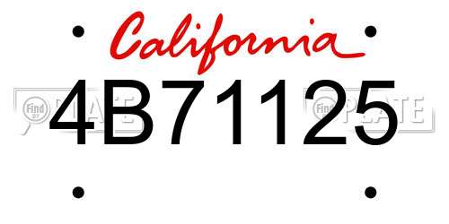 4B71125 California License Plate
