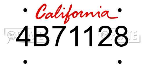 4B71128 California License Plate