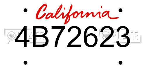 4B72623 California License Plate