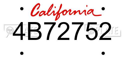 4B72752 California License Plate