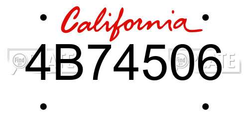 4B74506 California License Plate
