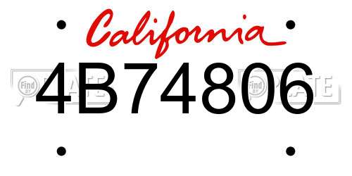 4B74806 California License Plate