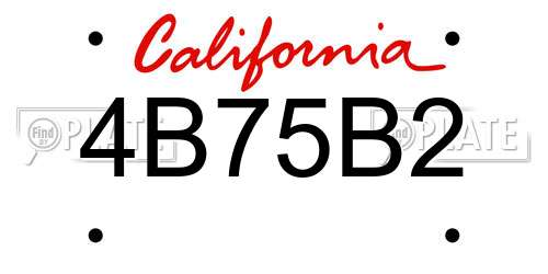 4B75B2 California License Plate