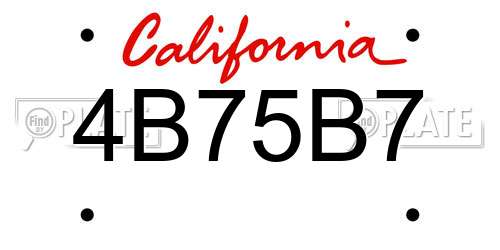 4B75B7 California License Plate