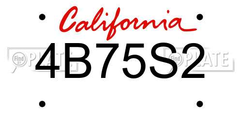4B75S2 California License Plate