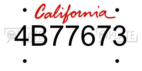 4B77673 California License Plate