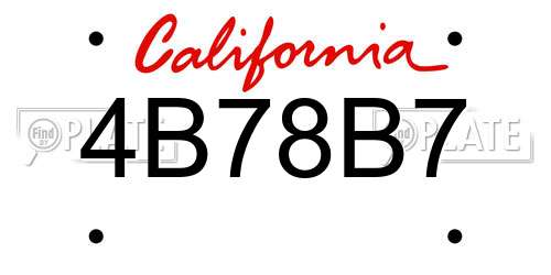 4B78B7 California License Plate
