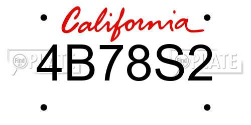 4B78S2 California License Plate