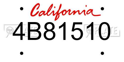4B81510 California License Plate
