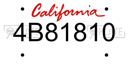4B81810 California License Plate