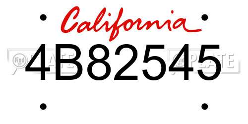 4B82545 California License Plate