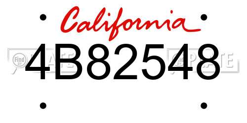 4B82548 California License Plate