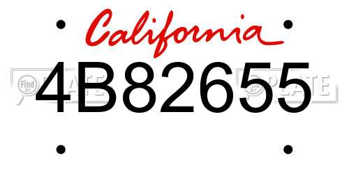 4B82655 California License Plate