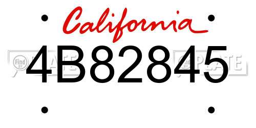 4B82845 California License Plate