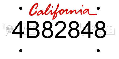 4B82848 California License Plate