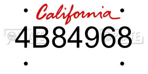 4B84968 California License Plate
