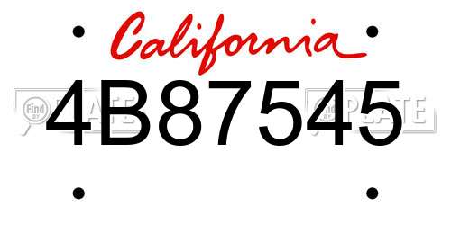 4B87545 California License Plate