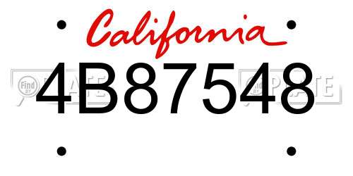 4B87548 California License Plate