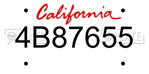4B87655 California License Plate
